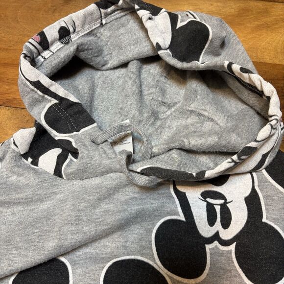 Disney Parks Mickey Mouse AOP Faces Crop Sweatshirt Women's S Gray Hoodie - Picture 5 of 11